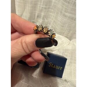 Stauer Ring Black Tone Oval Opals Size‎ 8 Statement Fashion Jewelry